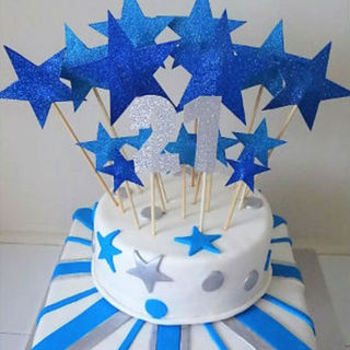 Blue, White & Silver Star Cake