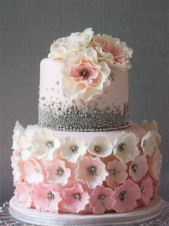 Pink Ombre & Silver Bead Cake