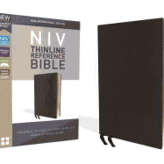 NIV Thinline Reference Bible, Premium Leather, Black, Red Letter Edition