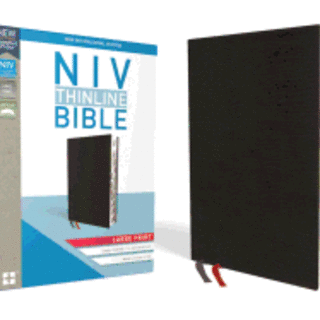 NIV, Thinline Bible, Large Print, Bonded Leather, Black, Indexed, Red Letter Edition (Special)
