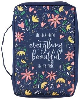 Bible Cover Canvas Medium Navy Everything Beautiful Ecclesiastes 3:11