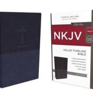 NKJV Value Thinline Bible, Standard Print, Imitation Leather, Blue, Red Letter Edition