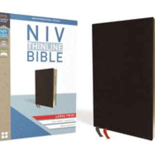 NIV Thinline Bible, Large Print, Bonded Leather, Black, Red Letter Edition (Special)
