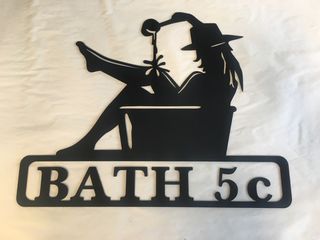 Cowgirl in the Bath Silhouette   (Outdoor spa sign)