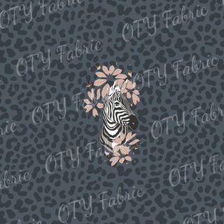 Zebra on denim leopard print panel