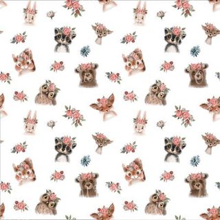 Cute Floral Animals on white 