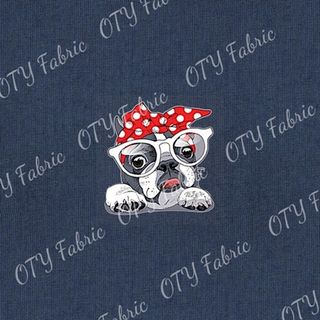 Headscarf Pug Panel - Denim