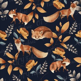 Watercolour foxes on Navy