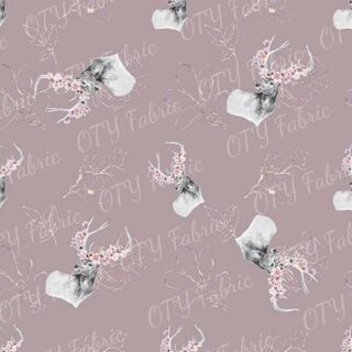 Floral deer on mauve - Exclusive