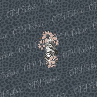 Zebra Bloom on Denim Leopard spot panel