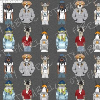 Boy Hipster animals on charcoal marle  (exclusive print)