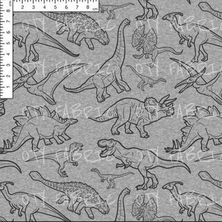 Line drawn dinos on marle grey