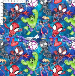 Spidey and friends on blue