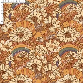 Burnt retro rainbow floral