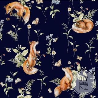Woodland foxes on navy