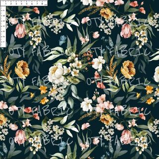 Muted navy floral - Remnant 81cm x wof