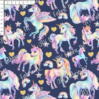 Shimmer Unicorns on navy - 'Picklefish designs' Exclusive