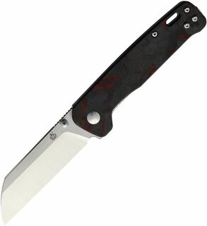 QSP Penguin D2 SW Red Shredded CF Folding Knife