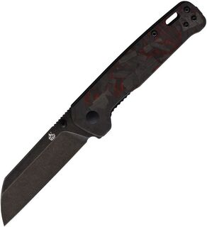 QSP Penguin D2 SW Red-Black Shredded CF Folding Knife