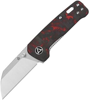 QSP Mini Penguin Red Shredded CF Folding Knife