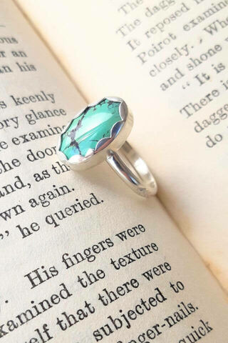 Handmade Oval Turquoise Silver Ring – 2 options