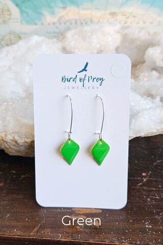 Green Petal Drop Earrings