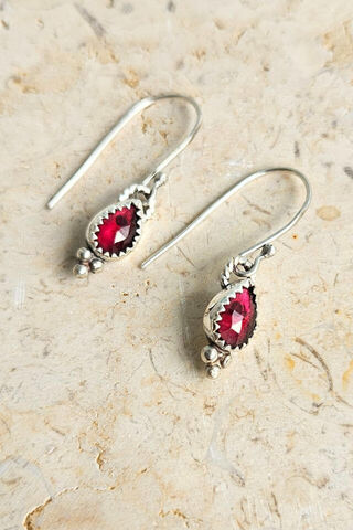 Baroque Silver Garnet Earrings