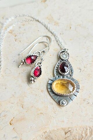 Baroque Silver Gemstone Jewellery Set