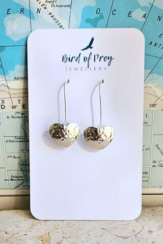 Beaten Heart Earrings in Argentium Silver