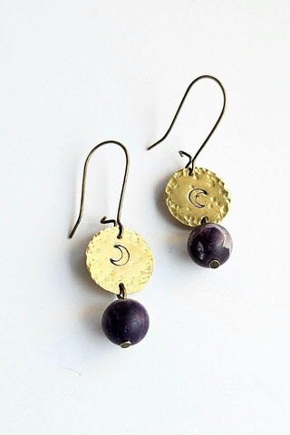 Boho Amethyst Moon Earrings