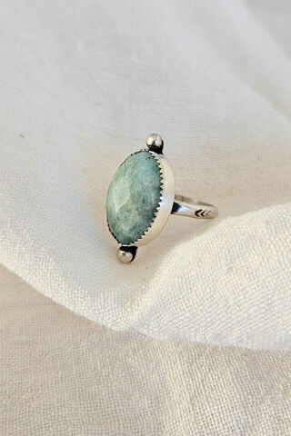 Argentium Silver Amazonite Inanga Silhouette Ring Size 6.25