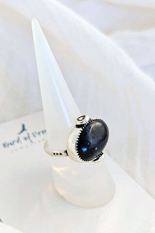 Argentium Silver Sodalite Hearts  Ring Size 6.5