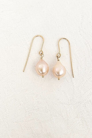 Blush Pink Teardrop Pearl Earrings