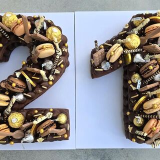 Number twenty one chocolate shortbread cookie cake