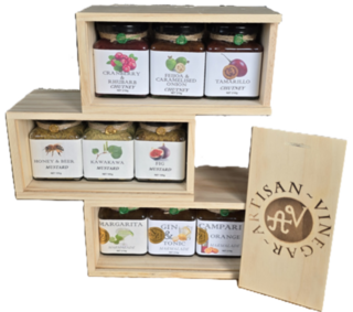 Wooden Gift Box with three 195g jars of your choice