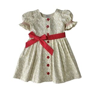 Button Front Dress, Festive Red 3Y, 4Y, 5Y