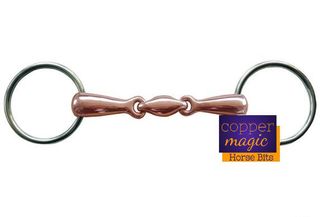 Stainless Steel Double Jointed Loose Ring Snaffle Bit, with Full Copper Mouth