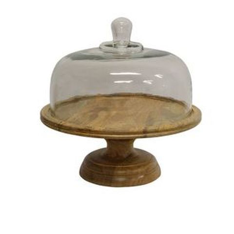 CAKE STAND AND DOME WOODEN PLOUGHMANS