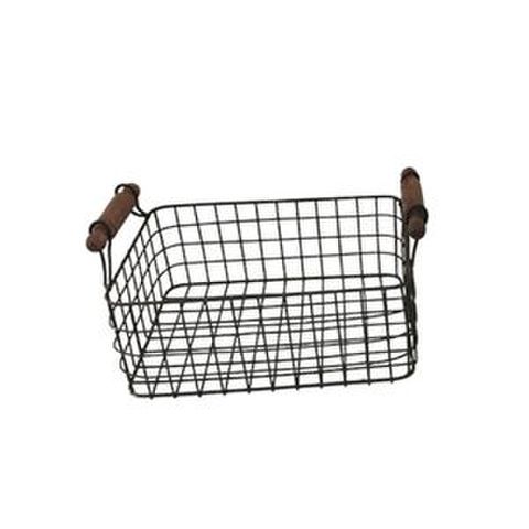 WIRE BASKET RECT LGE WOODEN HANDLES