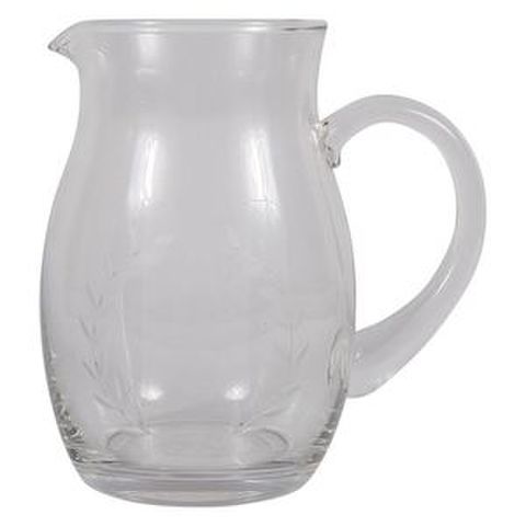 WREATH ETCHED GLASS PITCHER