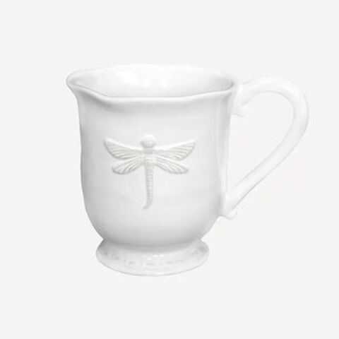 DRAGONFLY STONEWARE MUG WHITE