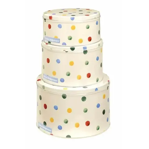 CAKE TIN LGE RND POLKA DOT EB
