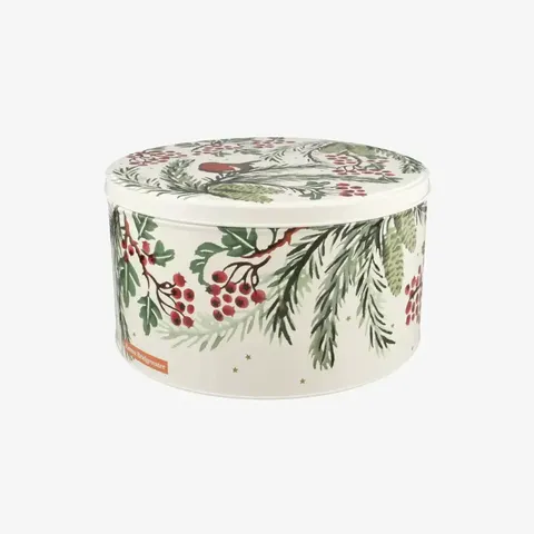 CHRISTMAS RD CAKE TIN MED EB