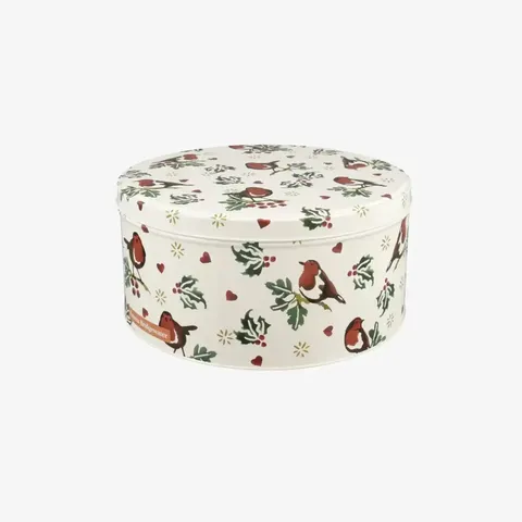 CHRISTMAS RD CAKE TIN SML EB
