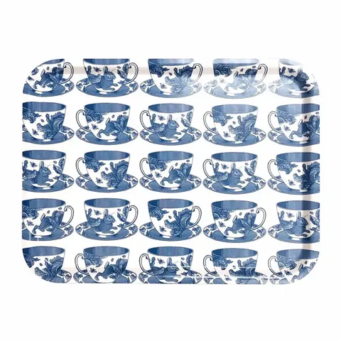 TEACUP TRAY BLUE AND WHITE LARGE