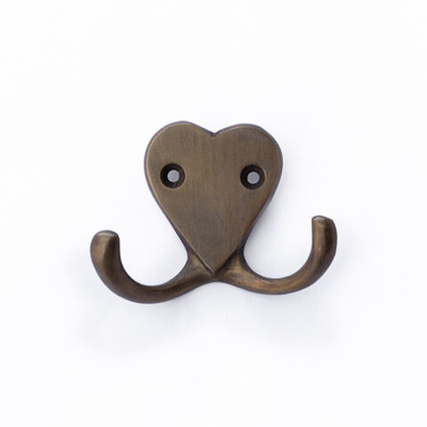 DOUBLE HOOK HEART BRASS