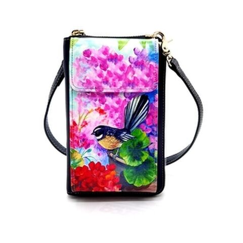 CELL PHONE BAG FANTAIL PINK FLORAL