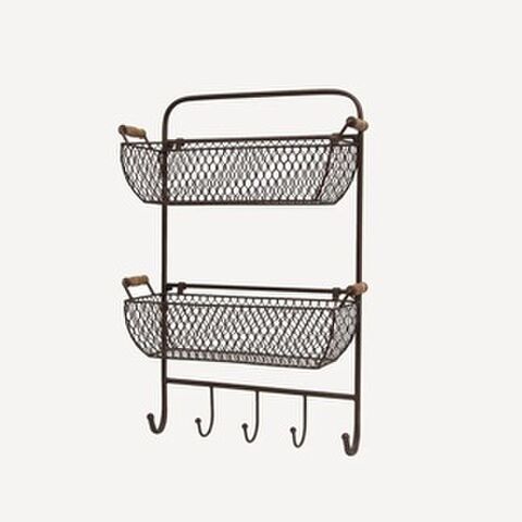 MESH WALL SHELF W HOOKS