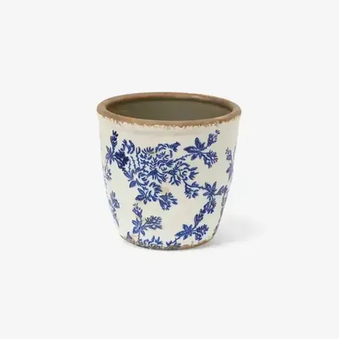 HERB POT LGE BLUE FLORAL