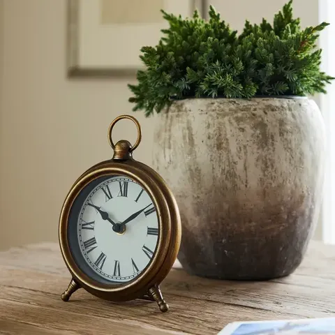 DESK CLOCK ANT. GOLD